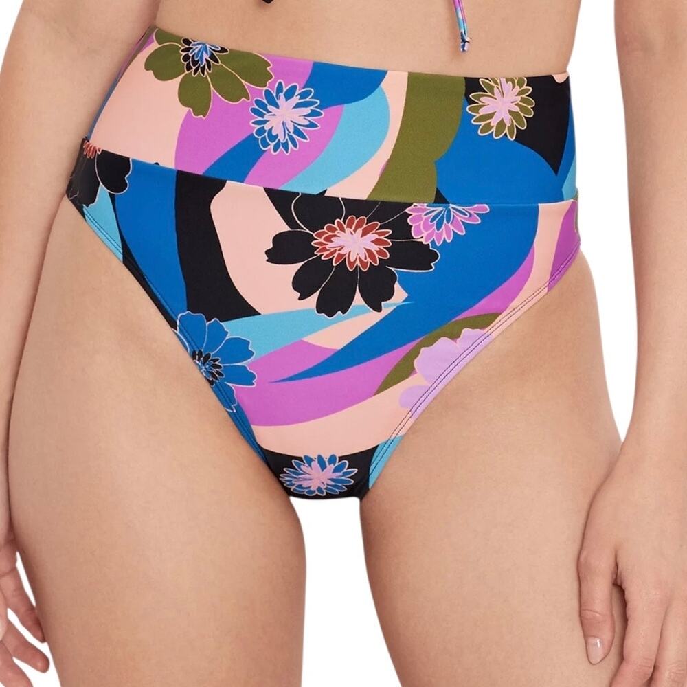 Salt + Cove Women’s Blooming Wave High Waist Bikini Swimsuit Bottom Multi Size M